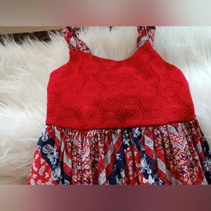 Blueberi Blvd Girl's Red, White, and Blue Patchwork Dress, Size 5